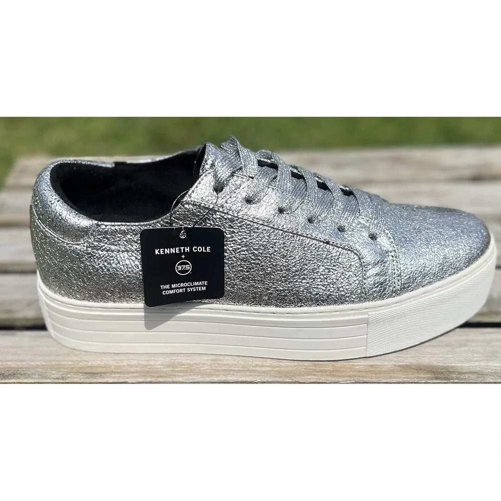 Kenneth Cole Shoes Womens Size 10M Platform Leather Lace Up Sneaker Casual Fashi